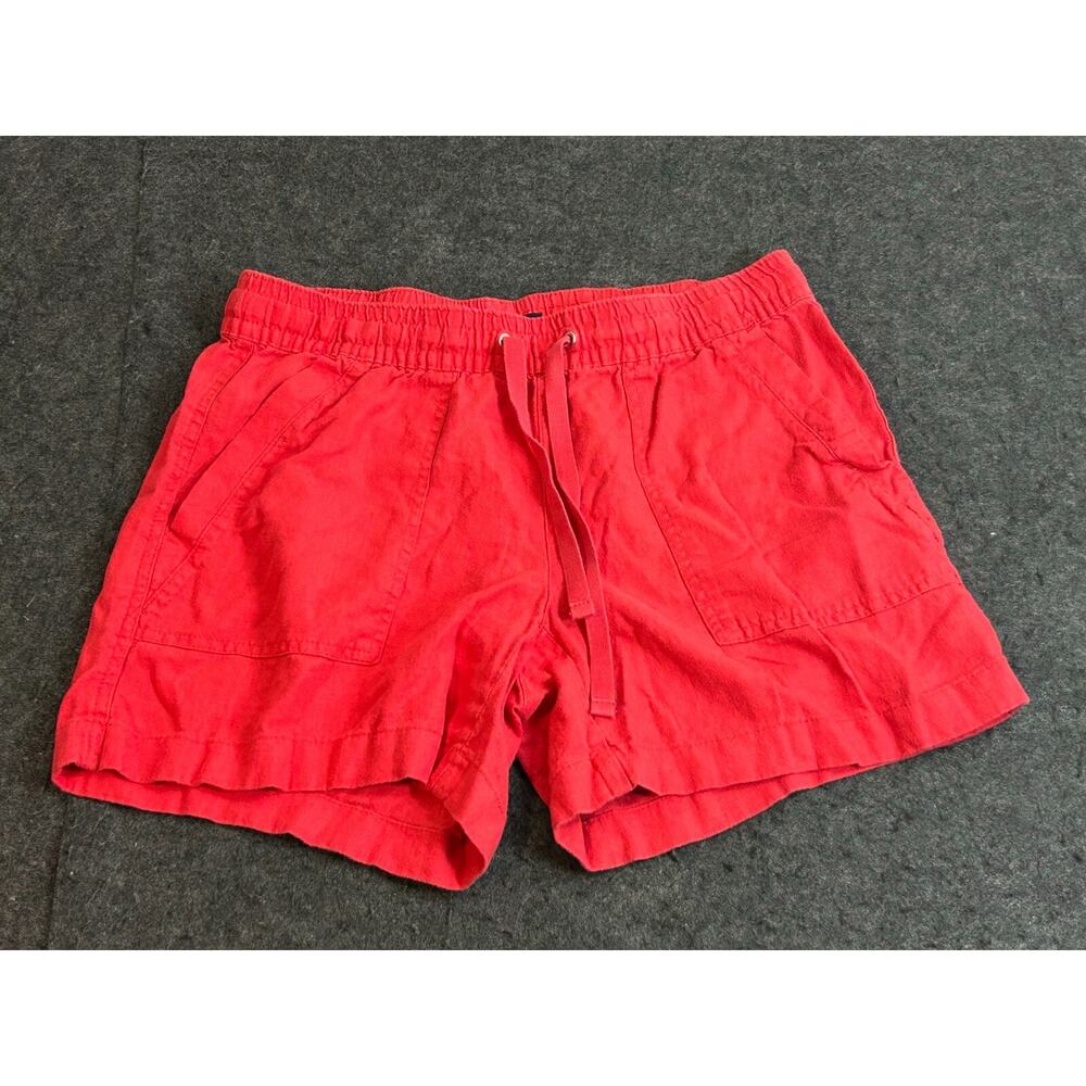 Nautica Shorts Women's Size S Red Linen Blend Casual Pull On Pockets Drawstring